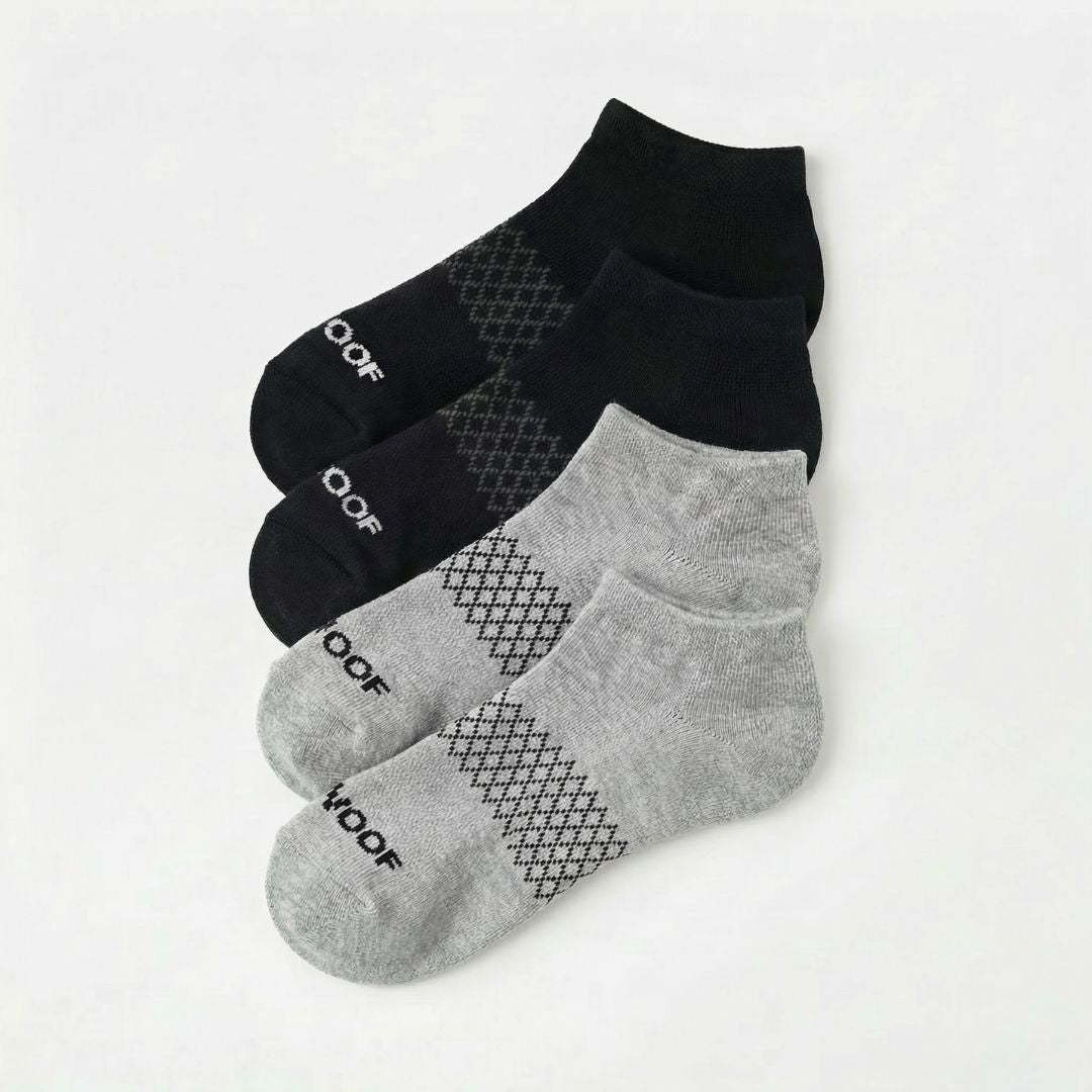 Black & Grey Bamboo Ankle Compression Socks 4 Pack