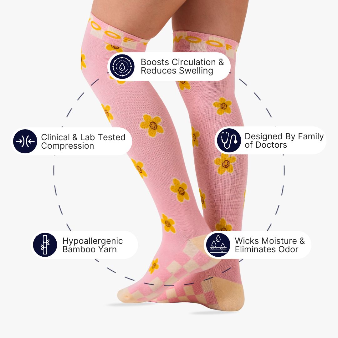 Daisy Delight Bamboo Compression Socks